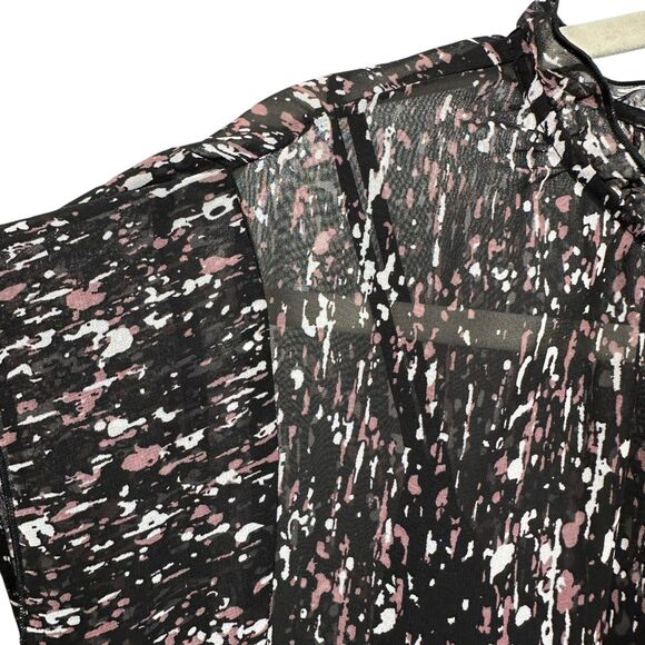 Simply Vera XXL Midi Dress Black Chiffon w/ Slip Black Pink Smocked Hi-Lo Party - Picture 8 of 10